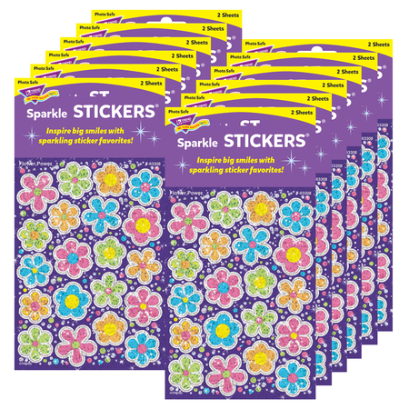 TREND ENTERPRISES Flower Power Sparkle Stickers®-Large, PK480 T63308